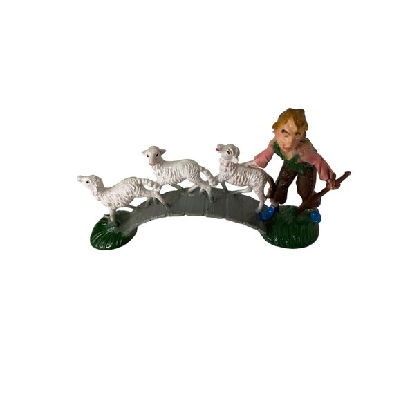 Vintage Italian Nativity Presepio Painted Figurines Rustic Wooden Stable Vtg - Picture 9 of 10